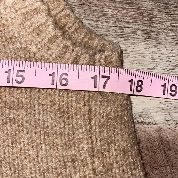 Tahari Womens Wool Blend‎ Sleeveless Open Front Knit Hoodie Sweater Tan Small Sweaters